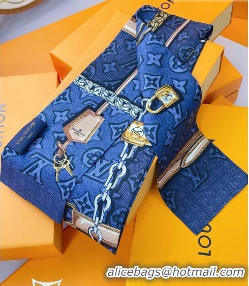 Grade Design Louis Vuitton Monogram Jacquard Denim Bandeau Scarf 8x120cm 21551 Blue 2023