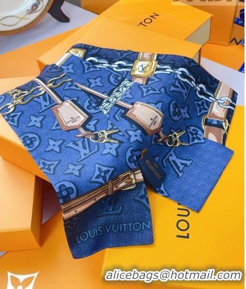 Grade Design Louis Vuitton Monogram Jacquard Denim Bandeau Scarf 8x120cm 21551 Blue 2023