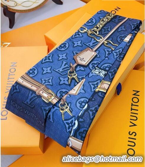 Grade Design Louis Vuitton Monogram Jacquard Denim Bandeau Scarf 8x120cm 21551 Blue 2023