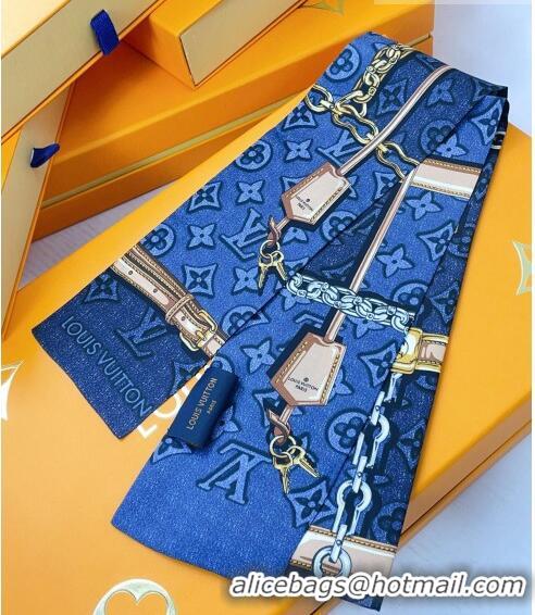 Grade Design Louis Vuitton Monogram Jacquard Denim Bandeau Scarf 8x120cm 21551 Blue 2023