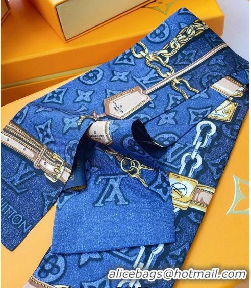 Grade Design Louis Vuitton Monogram Jacquard Denim Bandeau Scarf 8x120cm 21551 Blue 2023