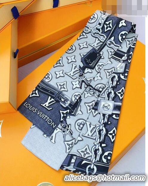 Popular Style Louis Vuitton Monogram Jacquard Denim Bandeau Scarf 8x120cm 21551 Grey 2023