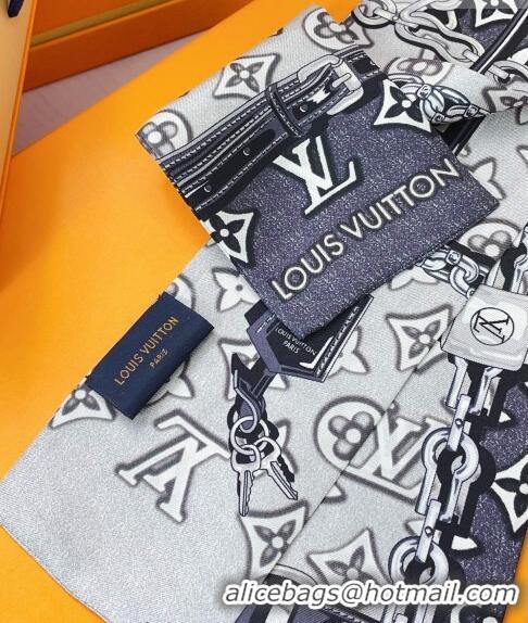 Popular Style Louis Vuitton Monogram Jacquard Denim Bandeau Scarf 8x120cm 21551 Grey 2023