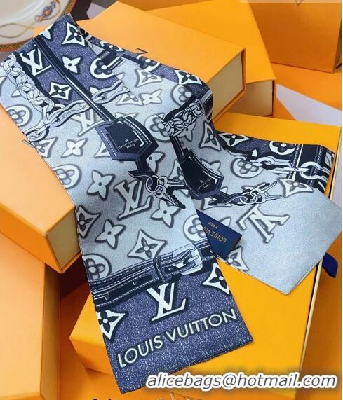 Popular Style Louis Vuitton Monogram Jacquard Denim Bandeau Scarf 8x120cm 21551 Grey 2023