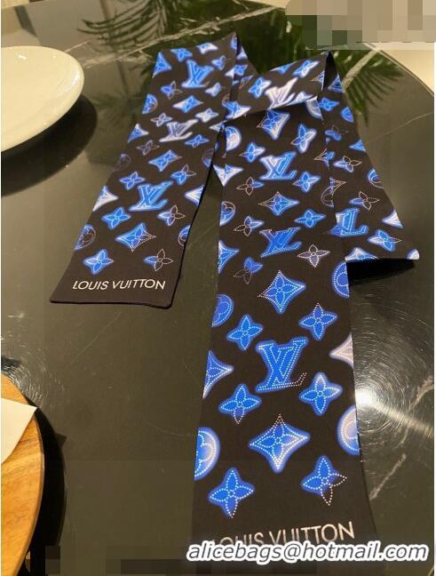 Trendy Design Louis Vuitton Silk Bandeau Scarf 0215 Blue/Black 2023