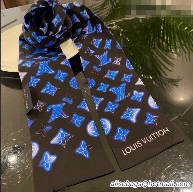 Trendy Design Louis Vuitton Silk Bandeau Scarf 0215 Blue/Black 2023