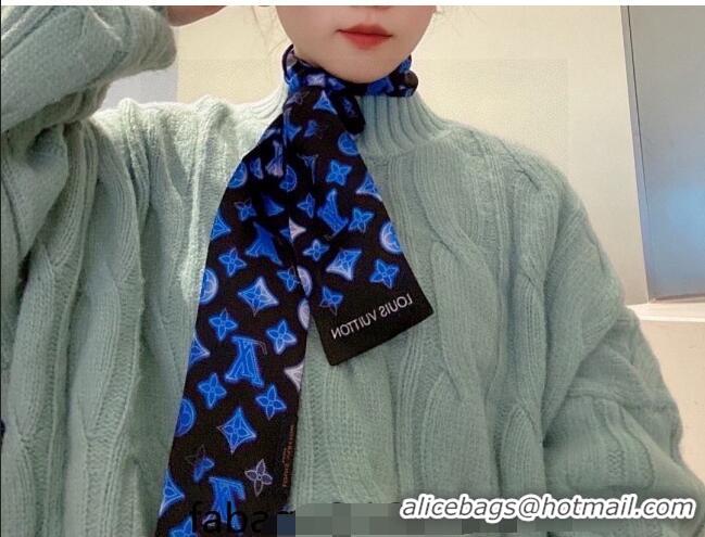 Trendy Design Louis Vuitton Silk Bandeau Scarf 0215 Blue/Black 2023