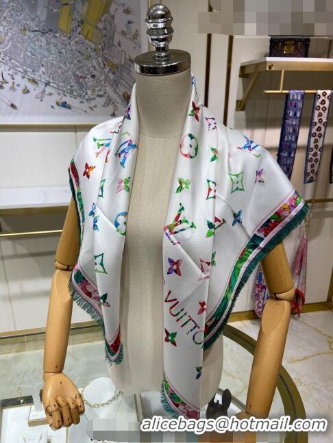 Good Product Good Taste Louis Vuitton Garden Monogram Silk Square Scarf 90cm 21581 White 2023