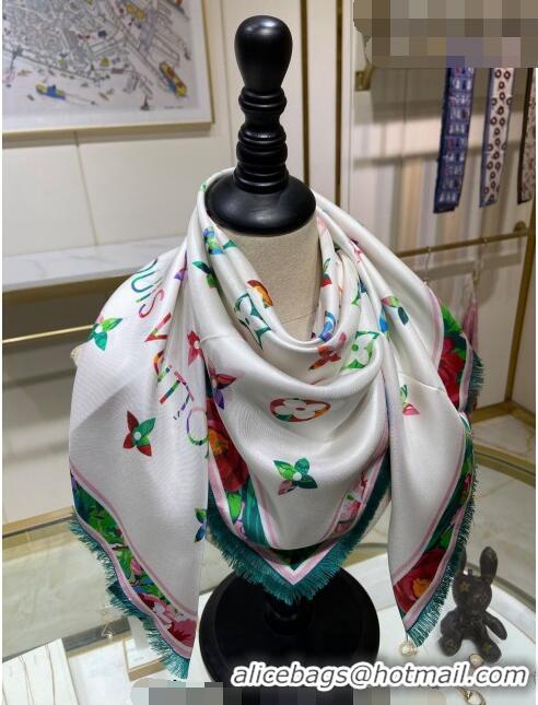 Good Product Good Taste Louis Vuitton Garden Monogram Silk Square Scarf 90cm 21581 White 2023