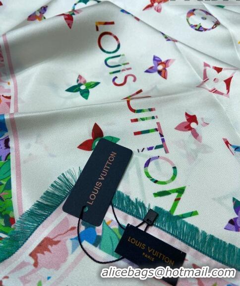 Good Product Good Taste Louis Vuitton Garden Monogram Silk Square Scarf 90cm 21581 White 2023