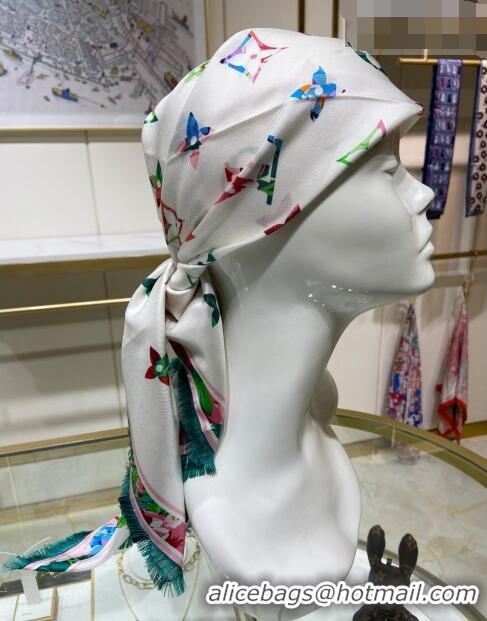 Good Product Good Taste Louis Vuitton Garden Monogram Silk Square Scarf 90cm 21581 White 2023