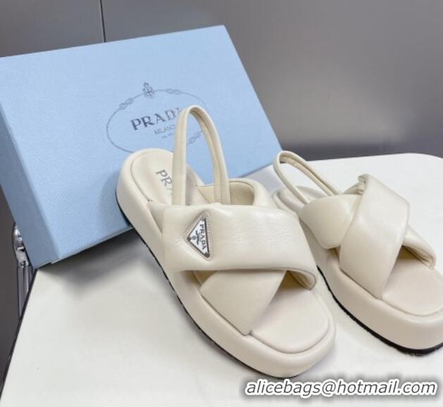 Purchase Prada Padded Nappa Leather Platform Sandals 5.5cm White 612210