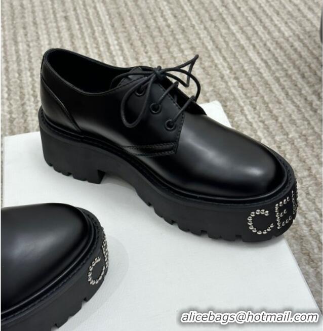 Best Price Celine Calf Leather Lace-ups with Studded CELINE Black 022214