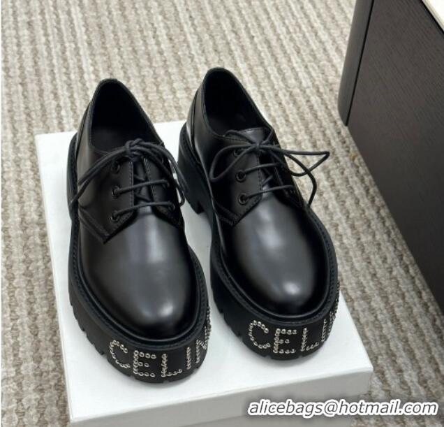 Best Price Celine Calf Leather Lace-ups with Studded CELINE Black 022214