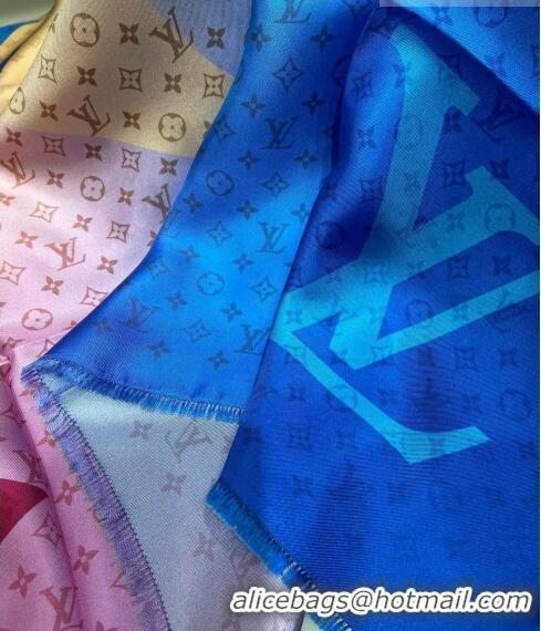 Famous Brand Louis Vuitton Monogram Gradient LV Silk Square Scarf 90x90cm 0309 Blue 2023