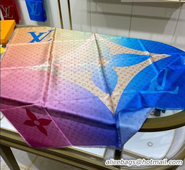 Famous Brand Louis Vuitton Monogram Gradient LV Silk Square Scarf 90x90cm 0309 Blue 2023