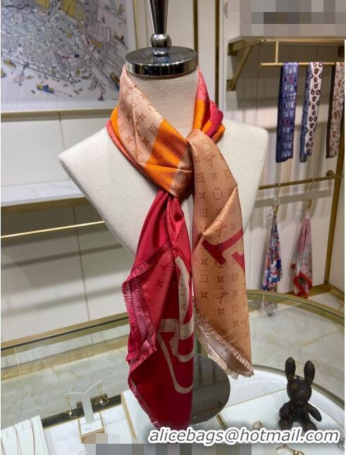 Good Taste Louis Vuitton Monogram Gradient LV Silk Square Scarf 90x90cm 0309 Red 2023