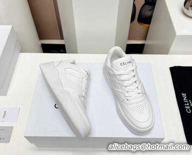 Durable Celine CT-07 Trainer Low Lace-up Sneakers in Calfskin White 329004