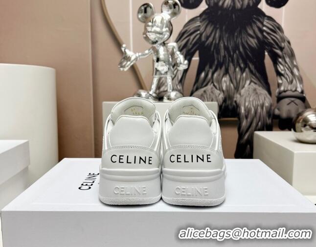 Durable Celine CT-07 Trainer Low Lace-up Sneakers in Calfskin White 329004