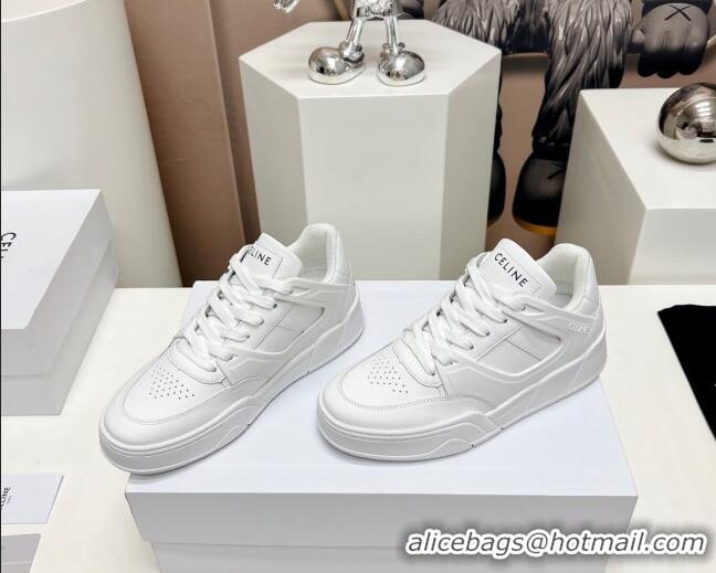 Durable Celine CT-07 Trainer Low Lace-up Sneakers in Calfskin White 329004