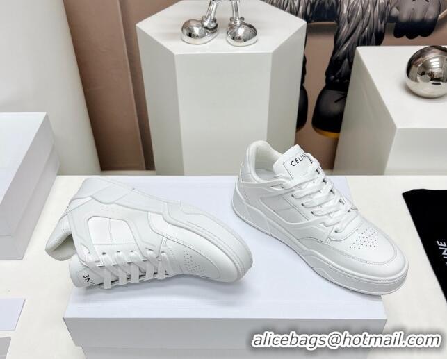 Durable Celine CT-07 Trainer Low Lace-up Sneakers in Calfskin White 329004