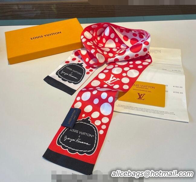 Pretty Style Louis Vuitton LV x YK Infinity Dots Silk Bandeau Scarf 8x120cm L8004 Red 2023