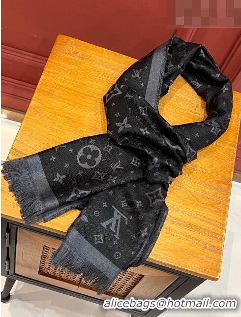 Promotional Louis Vuitton Monogarm Cashmere Long Scarf 190x48cm LV42805 Black 2023