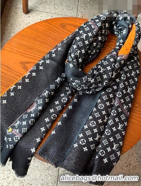 Hot Sell Cheap Louis Vuitton Shiny Long Scarf 200x110cm LV42802 Black 2023