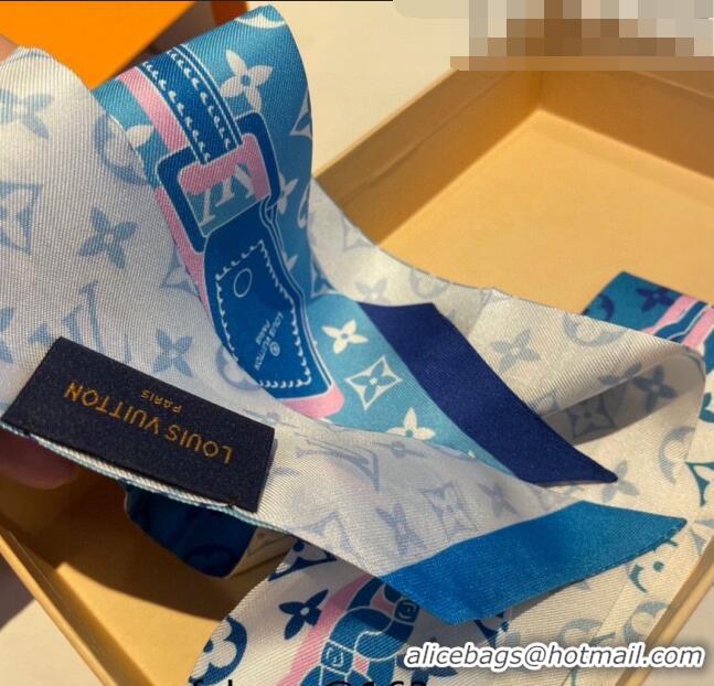 Cheap Price Louis Vuitton Silk Bandeau Scarf 8x120cm 0513 Blue 2023