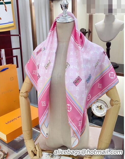 Shop Fashion Louis Vuitton Minimalle Silk Square Scarf 90cm 13007 Brown/Pink 2023