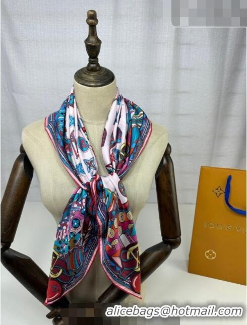 Pretty Style Louis Vuitton Silk Sqaure Scarf 90x90cm 061304 Blue 2023