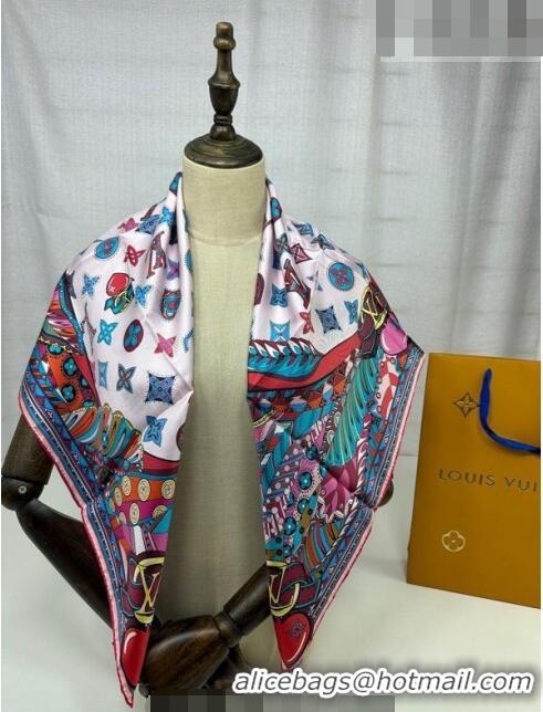 Pretty Style Louis Vuitton Silk Sqaure Scarf 90x90cm 061304 Blue 2023