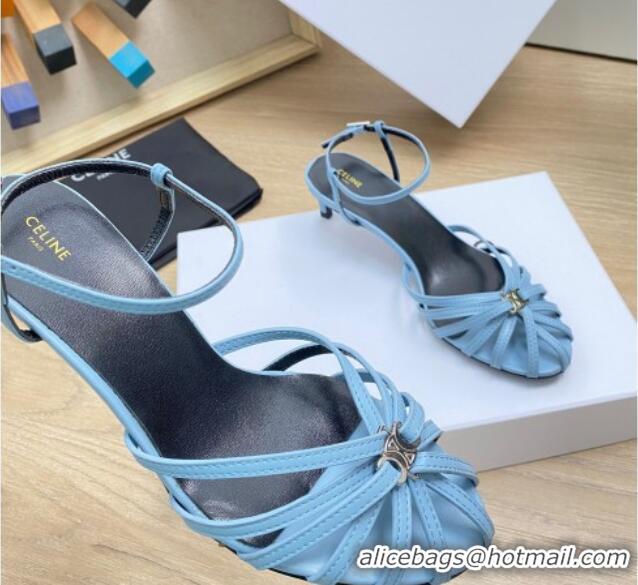 Purchase Celine Triomphe Heel Sandals 4.5cm in Calf Leather Blue 331056