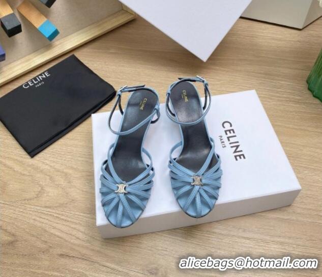 Purchase Celine Triomphe Heel Sandals 4.5cm in Calf Leather Blue 331056