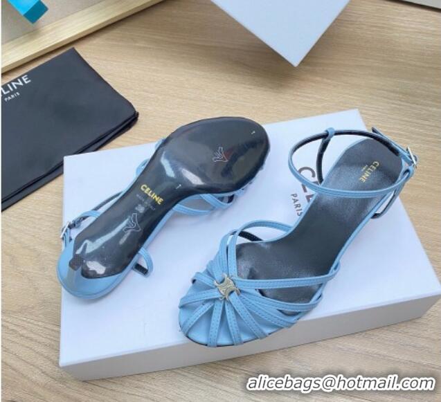 Purchase Celine Triomphe Heel Sandals 4.5cm in Calf Leather Blue 331056