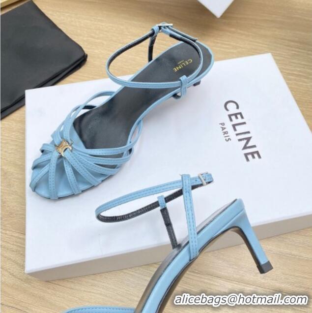 Purchase Celine Triomphe Heel Sandals 4.5cm in Calf Leather Blue 331056