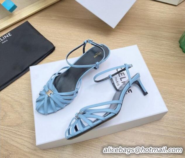 Purchase Celine Triomphe Heel Sandals 4.5cm in Calf Leather Blue 331056