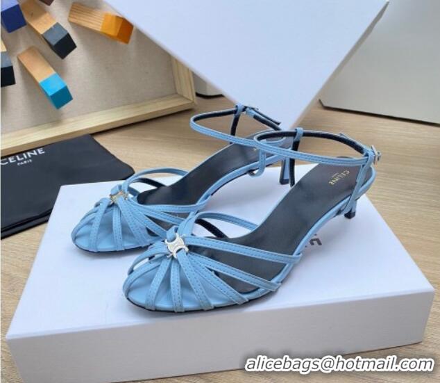 Purchase Celine Triomphe Heel Sandals 4.5cm in Calf Leather Blue 331056