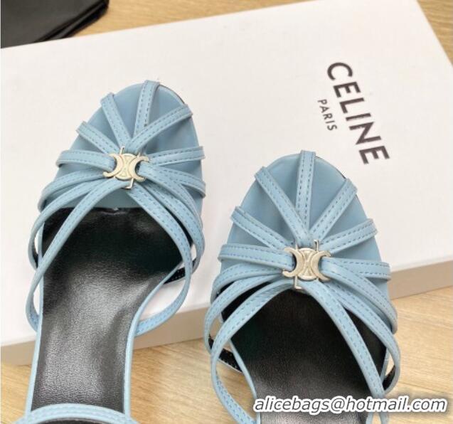 Purchase Celine Triomphe Heel Sandals 4.5cm in Calf Leather Blue 331056