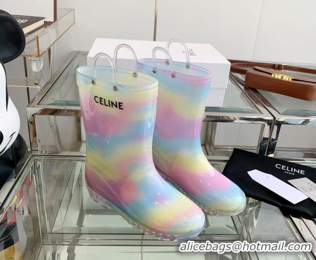 Sumptuous Celine Rubber Rain Boots Rainbow 420034