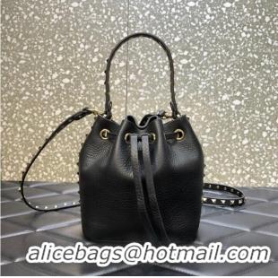 Famous Brand VALENTINO VLOGO SIGNATURE Lambskin nano Bucket Bag 0319 black