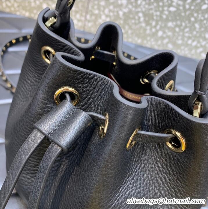 Famous Brand VALENTINO VLOGO SIGNATURE Lambskin nano Bucket Bag 0319 black