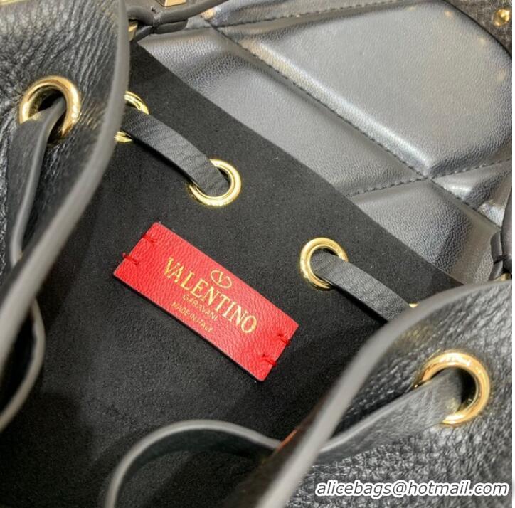 Famous Brand VALENTINO VLOGO SIGNATURE Lambskin nano Bucket Bag 0319 black