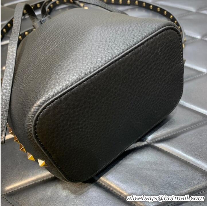 Famous Brand VALENTINO VLOGO SIGNATURE Lambskin nano Bucket Bag 0319 black