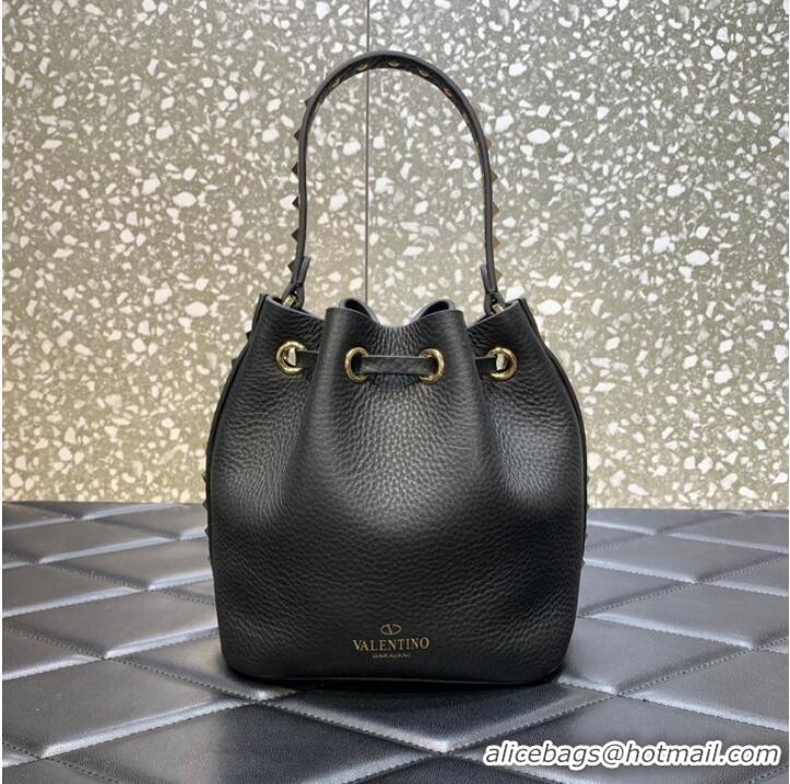 Famous Brand VALENTINO VLOGO SIGNATURE Lambskin nano Bucket Bag 0319 black