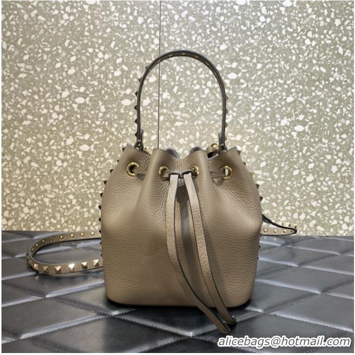 Top Quality VALENTINO VLOGO SIGNATURE Lambskin nano Bucket Bag 0319 gray