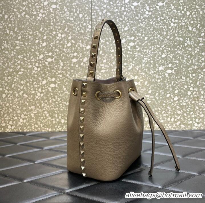 Top Quality VALENTINO VLOGO SIGNATURE Lambskin nano Bucket Bag 0319 gray