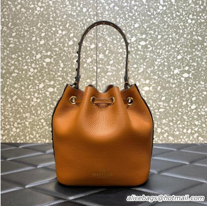 Well Crafted VALENTINO VLOGO SIGNATURE Lambskin nano Bucket Bag 0319 Brown