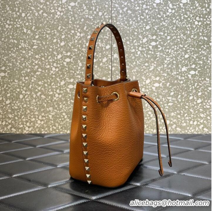 Well Crafted VALENTINO VLOGO SIGNATURE Lambskin nano Bucket Bag 0319 Brown