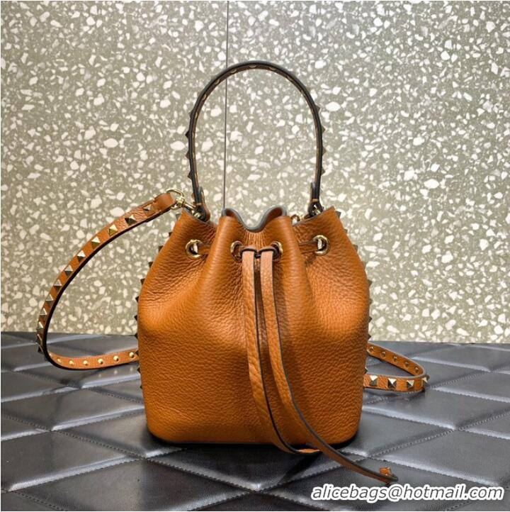 Well Crafted VALENTINO VLOGO SIGNATURE Lambskin nano Bucket Bag 0319 Brown